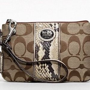 NWT COACH Signature and Python Wristlet 47812
